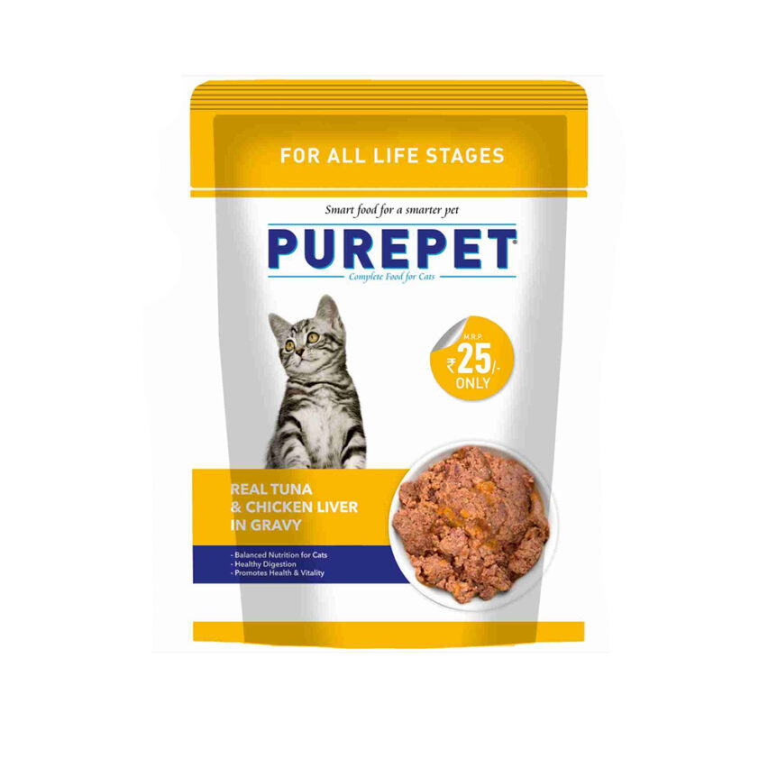Purepet Wet Cat Food, Real Tuna and Chicken Liver in Gravy Indipet