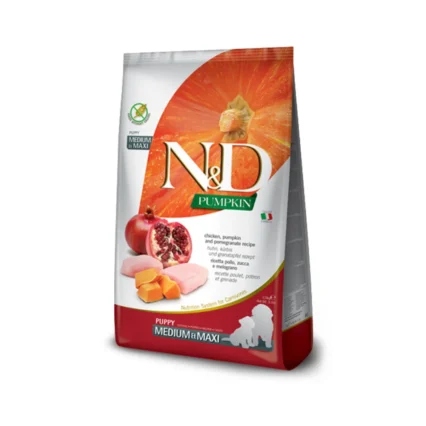 Farmina N&D Chicken, Pumpkin & Pomegranate Recipe Medium & Maxi Breed Puppy Dry Dog Food