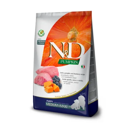 Farmina N&D Lamb, Pumpkin & Blueberry Recipe Medium & Maxi Breed Puppy Dry Dog Food